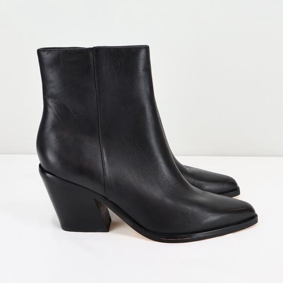 Calvin Klein Women's Fallone Mid-Calf Side-Zip Leather Black Boot Size 8 - Picture 3 of 12